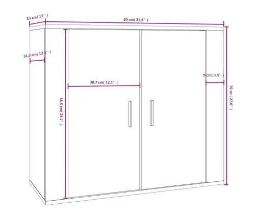 Kumode, Balta, 80X33X70 Cm, Inženierijas Koks Vidaxl