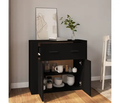 Kumode, Melna, 80X33X70 Cm, Inženierijas Koks Vidaxl