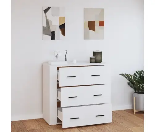 Kumode, Balta, 80X33X70 Cm, Inženierijas Koks Vidaxl