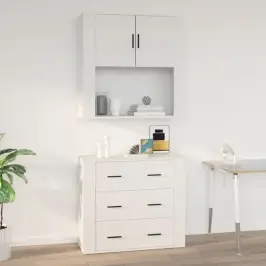 Sienas Plaukts, Balts, 80X33X80 Cm, Inženierijas Koks Vidaxl