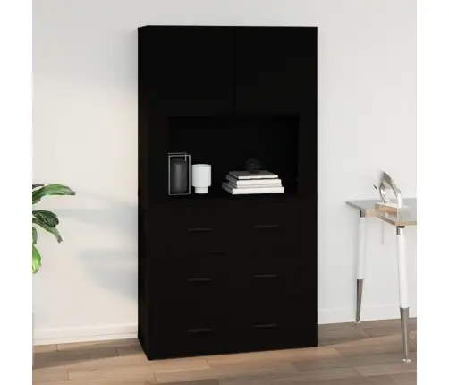 Sieninė Spintelė, Juoda, 80X33X80cm Apdirbta Mediena
