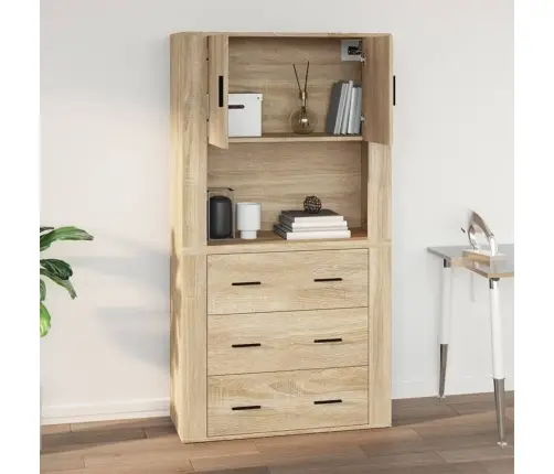 Sienas Plaukts, Ozola Krāsa, 80X33X80 Cm, Inženierijas Koks Vidaxl