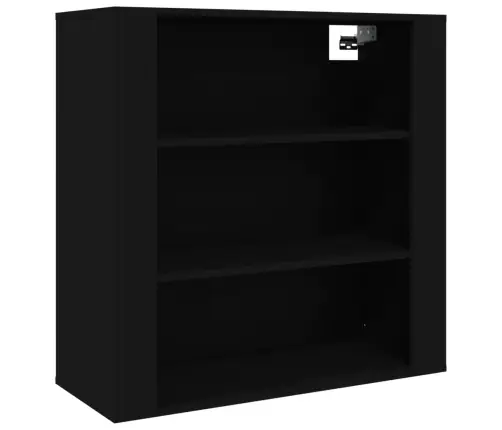 Sienas Plaukts, Melns, 80X33X80 Cm, Inženierijas Koks Vidaxl