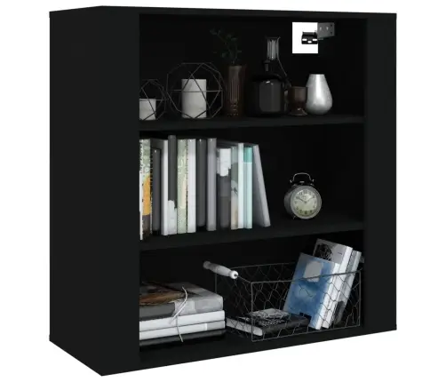 Sienas Plaukts, Melns, 80X33X80 Cm, Inženierijas Koks Vidaxl