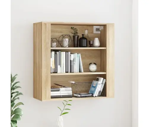 Sienas Plaukts, Ozola Krāsa, 80X33X80 Cm, Inženierijas Koks Vidaxl