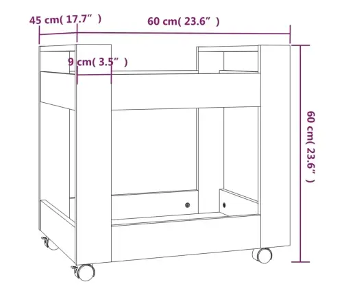 Rašomojo Stalo Lentyna, Dūminio Ąžuolo, 60X45X60cm Mediena