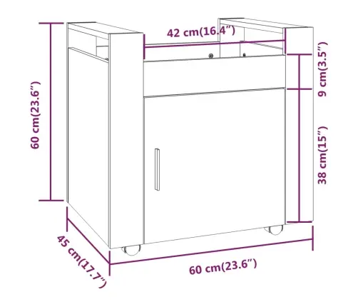 Lauakäru Betoonhall 60X45X60 Cm Tehispuit