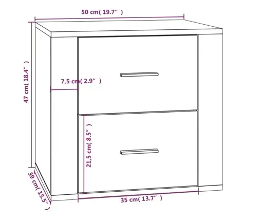 Naktsskapītis, Betona Pelēks, 50X39X47 Cm Vidaxl