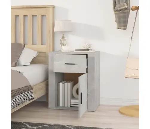 Naktsskapītis, Betona Pelēks, 50X36X60 Cm, Inženierijas Koks Vidaxl