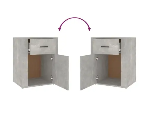 Naktsskapītis, Betona Pelēks, 50X36X60 Cm, Inženierijas Koks Vidaxl