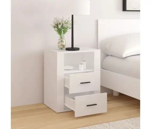 Naktsskapītis, Balts, 50X36X60 Cm, Inženierijas Koks Vidaxl