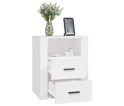 Naktsskapītis, Balts, 50X36X60 Cm, Inženierijas Koks Vidaxl
