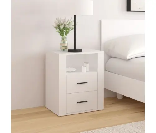 Naktsskapītis, Balts, 50X36X60 Cm, Inženierijas Koks Vidaxl