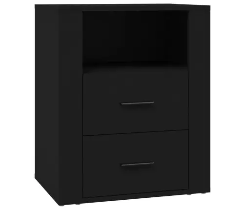 Naktinė Spintelė, Juodos Spalvos, 50X36X60cm Apdirbta Mediena
