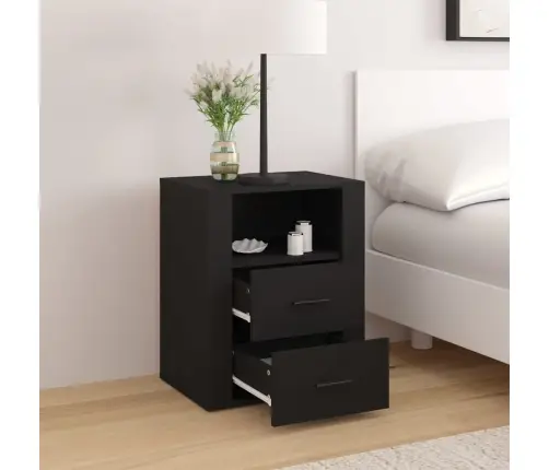 Naktinė Spintelė, Juodos Spalvos, 50X36X60cm Apdirbta Mediena