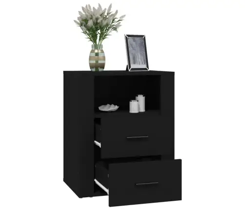 Naktinė Spintelė, Juodos Spalvos, 50X36X60cm Apdirbta Mediena