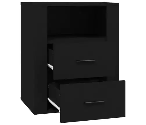 Naktinė Spintelė, Juodos Spalvos, 50X36X60cm Apdirbta Mediena