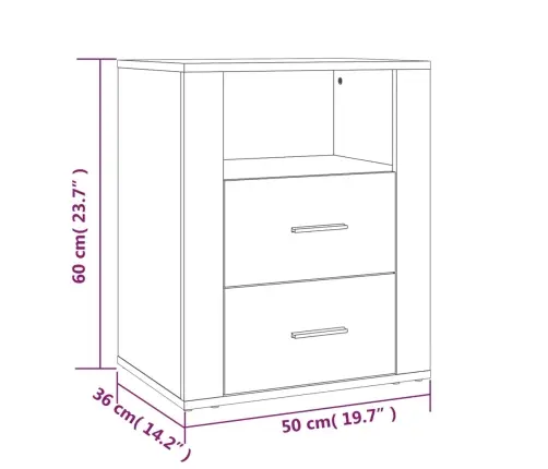 Naktinė Spintelė, Juodos Spalvos, 50X36X60cm Apdirbta Mediena