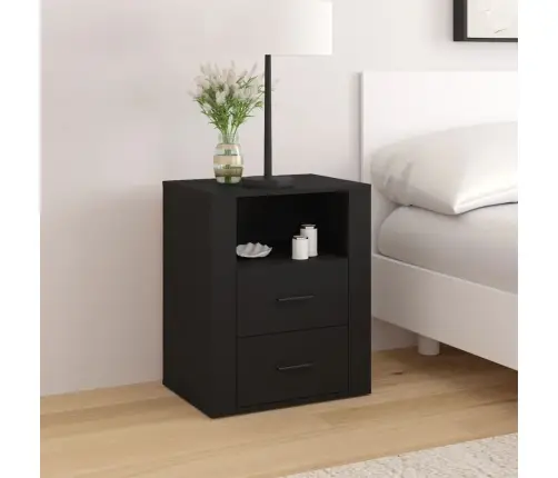 Naktinė Spintelė, Juodos Spalvos, 50X36X60cm Apdirbta Mediena