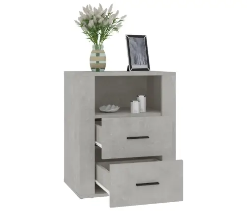 Naktsskapītis, Betona Pelēks, 50X36X60 Cm, Inženierijas Koks Vidaxl