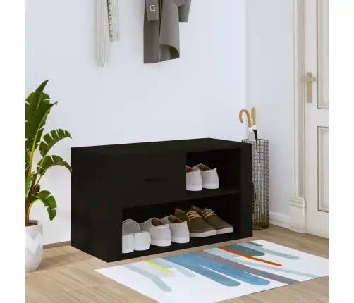 Apavu Plaukts, Melns, 80X35X45 Cm, Inženierijas Koks Vidaxl