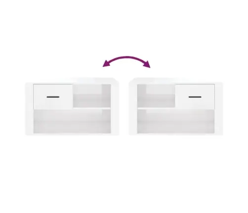 Jalatsikapp, Kõrgläikega Valge, 80 X 35 X 45 cm Tehispuit