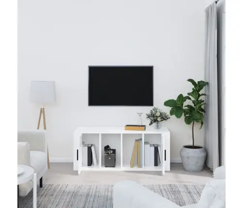 Televizoriaus Spintelė, Balta, 100X35X40cm Mediena, Blizgi