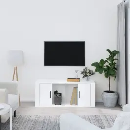 Televizoriaus Spintelė, Balta, 100X35X40cm Mediena, Blizgi