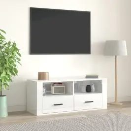 Tv Skapītis, Spīdīgi Balts, 100X35X40 Cm, Inženierijas Koks Vidaxl