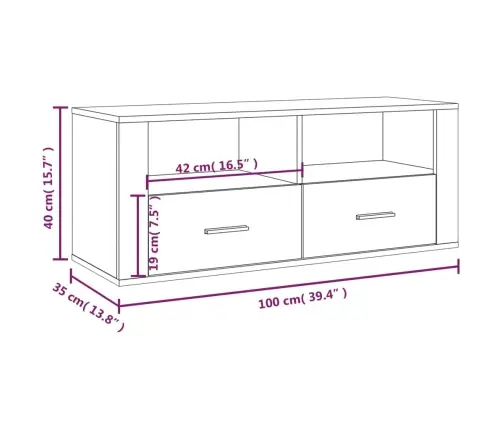 Televizoriaus Spintelė, Betono Pilka, 100X35X40cm Mediena