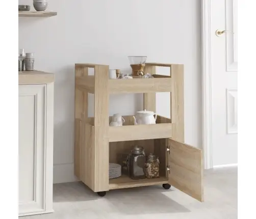 Virtuvės Vežimėlis, Ąžuolo, 60X45X80cm Apdirbta Mediena