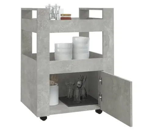 Virtuvės Vežimėlis, Betono Pilkas, 60X45X80cm Apdirbta Mediena