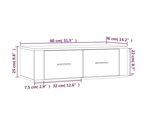 Piekarams Tv Skapītis, Pelēks, 80X36X25 Cm, Inženierijas Koks Vidaxl