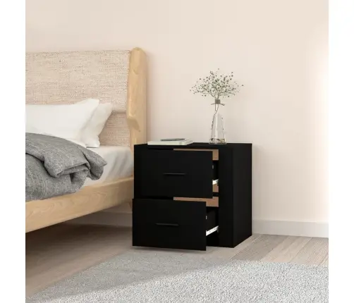 Sienas Naktsskapītis, Melns, 50X36X47 Cm Vidaxl