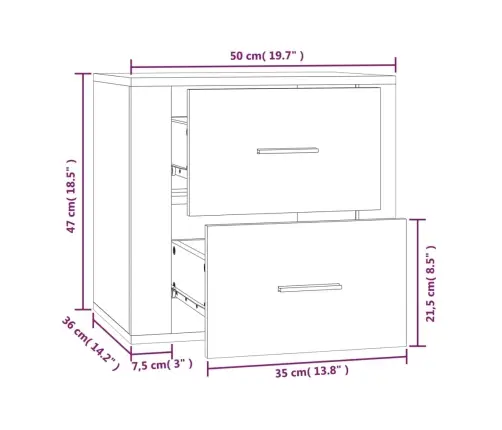 Sienas Naktsskapītis, Melns, 50X36X47 Cm Vidaxl