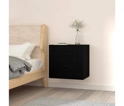 Sienas Naktsskapītis, Melns, 50X36X47 Cm Vidaxl