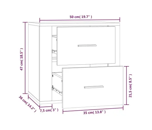 Sienas Naktsskapītis, Ozolkoka Krāsa, 50X36X47 Cm Vidaxl