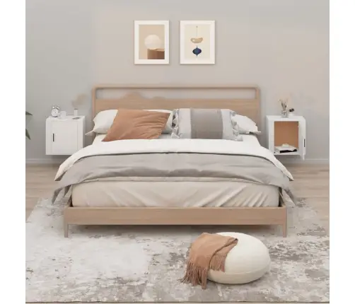 Sienas Naktsskapīši, 2 Gab., Balti, 50X30X47 Cm Vidaxl