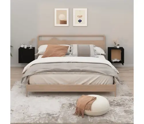 Sienas Naktsskapīši, 2 Gab., Melni, 50X30X47 Cm Vidaxl