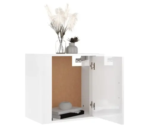 Sienas Naktsskapītis, Spīdīgi Balts, 50X30X47 Cm Vidaxl