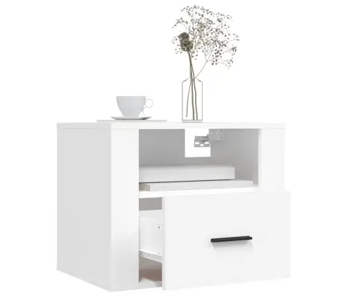 Sienas Naktsskapītis, Balts, 50X36X40 Cm Vidaxl