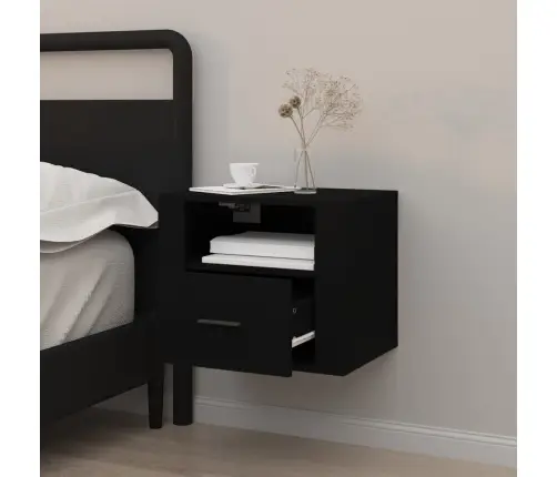 Sienas Naktsskapītis, Melns, 50X36X40 Cm Vidaxl Sienas Naktsskapītis, Melns, 50X36X40 Cm Vidaxl