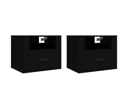 Sieninės Naktinės Spintelės, 2Vnt., Juodos, 50X36X40Cm