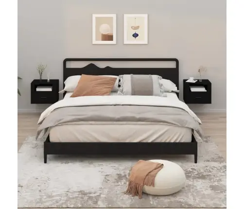 Sieninės Naktinės Spintelės, 2Vnt., Juodos, 50X36X40Cm