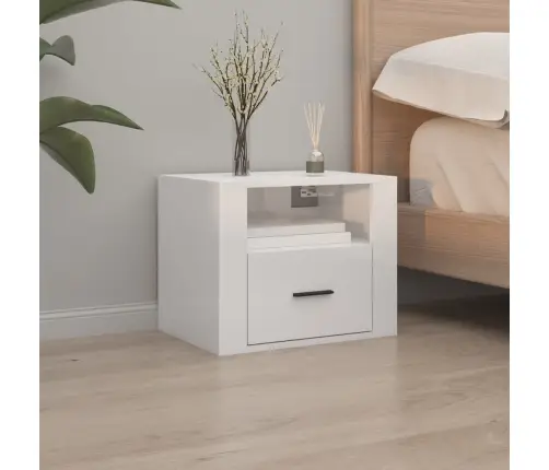Sienas Naktsskapīši, 2 Gab., Spīdīgi Balti, 50X36X47 Cm Vidaxl