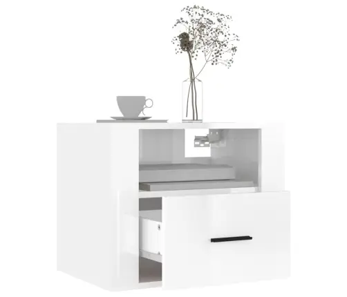 Sienas Naktsskapīši, 2 Gab., Spīdīgi Balti, 50X36X47 Cm Vidaxl