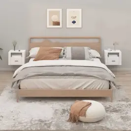 Sienas Naktsskapīši, 2 Gab., Spīdīgi Balti, 50X36X47 Cm Vidaxl