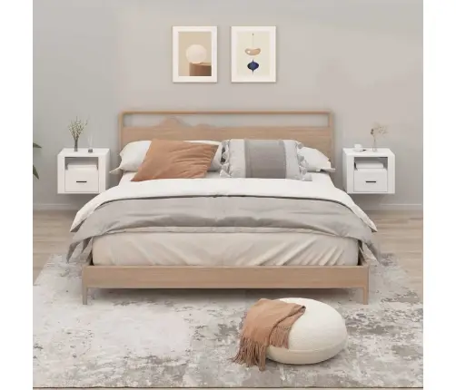 Sienas Naktsskapīši, 2 Gab., Spīdīgi Balti, 50X36X47 Cm Vidaxl