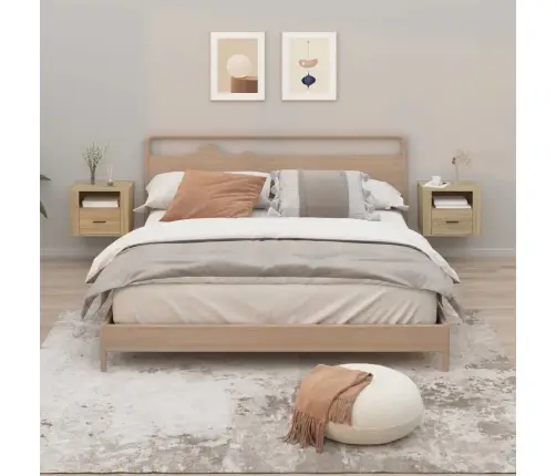 Sienas Naktsskapīši, 2 Gab., Ozolkoka Krāsa, 50X36X40 Cm Vidaxl