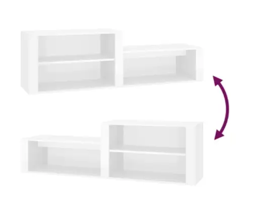 Apavu Plaukts, Spīdīgi Balts, 150X35X45 Cm, Inženierijas Koks Vidaxl